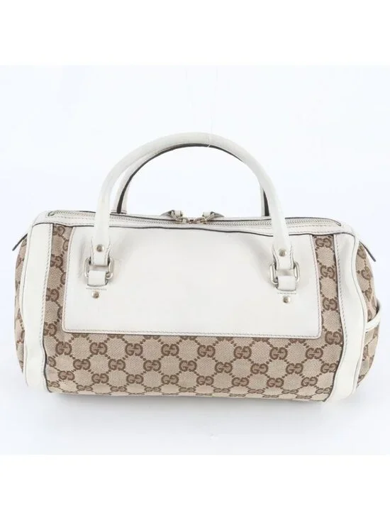 Gucci GG Canvas Leather Handbag Tote - Picture 3 of 9